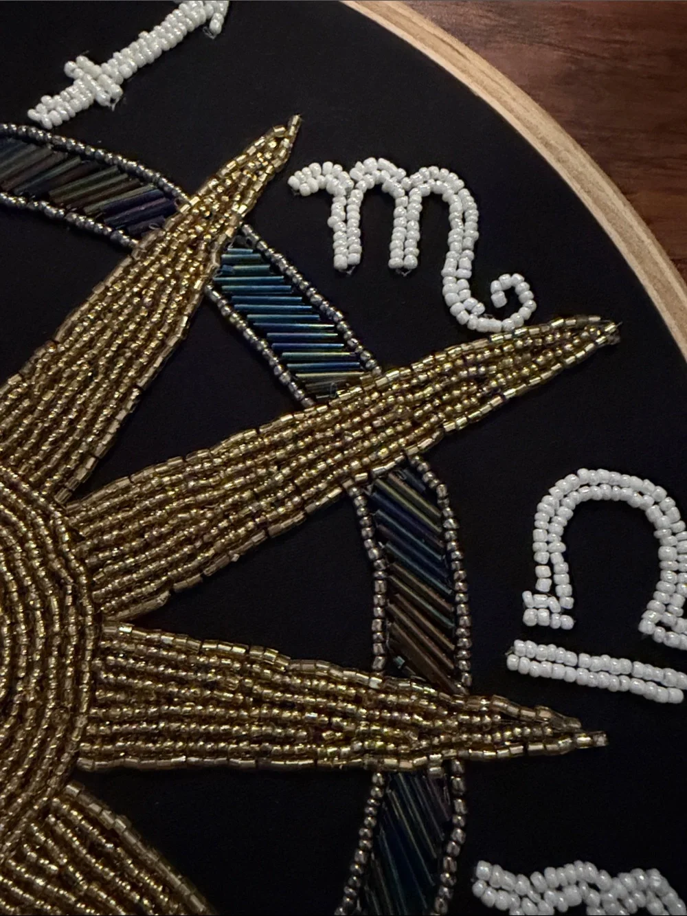 Handcrafted Gold Sun Zodiac Hoop Wall Decor